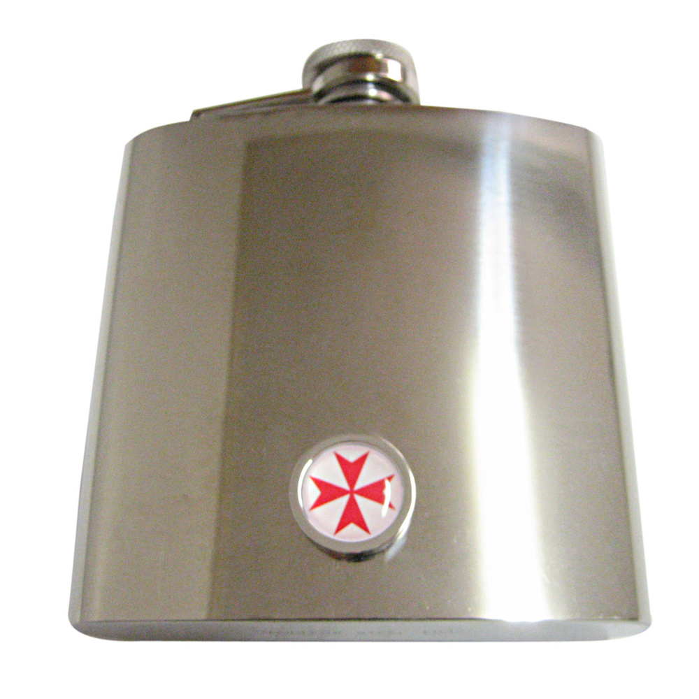 Bordered Red Maltese Cross 6oz Flask - image 1